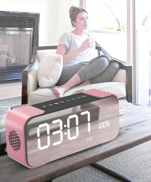 Alt view image 7 of 7 - Werleo Bluetooth Speaker Portable Wireless Stereo Speaker with Alarm Clock FM Radio LED Display Micrphone Hands-Free Two Subwoofer Enhanced Bass Hi-Fi Surround for iPhone iPad Samsung Tablet PC Home