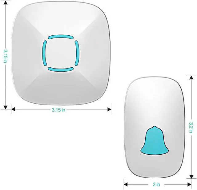 Alt view image 2 of 7 - Ring Doorbell Werleo Waterproof Wireless Doorbell Kit Remote Door Chime 2 Plugin Receivers 1 Push Button with LED indicator 1000ft Range 36 Chime 4 Level Volume No Batterie Required for Receiver White