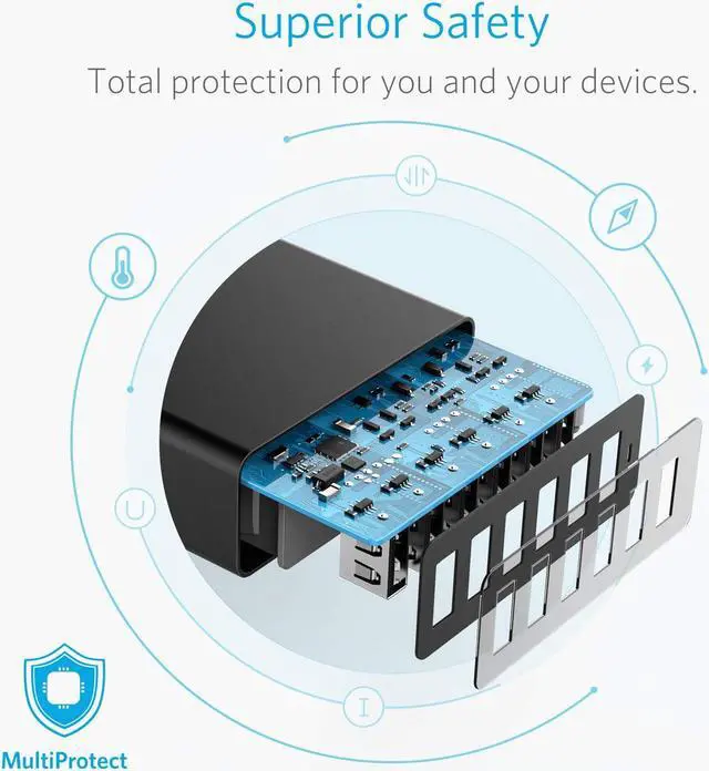 Alt view image 5 of 7 - Werleo 50W 6-Port USB Wall Charger 6 for iPhone XS XS Max XR iPhone X 8 7 6 Plus iPad Pro Air 2 mini iPod Samsung Galaxy S7 S6 Edge Plus Note 5 4 LG Nexus HTC and More
