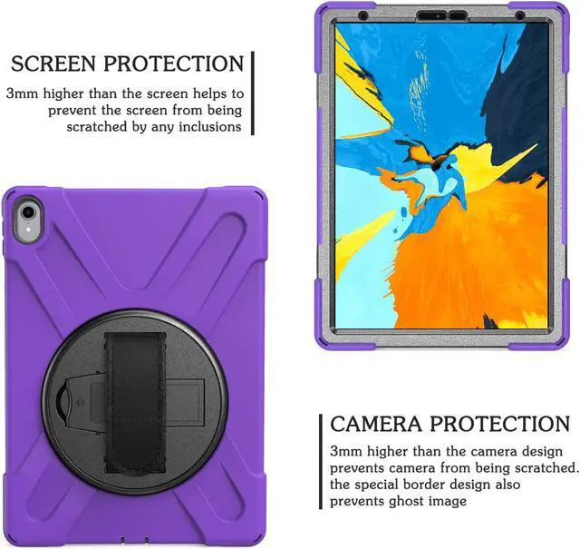 Alt view image 4 of 7 - iPad Pro 11 inch 2018 Case  Werleo  Hybrid Three Layer Heavy Duty Protective Case with Hand Belt Shoulder Belt & 360 Rotating Kickstand for Apple iPad Pro 11 Inch 2018 Release