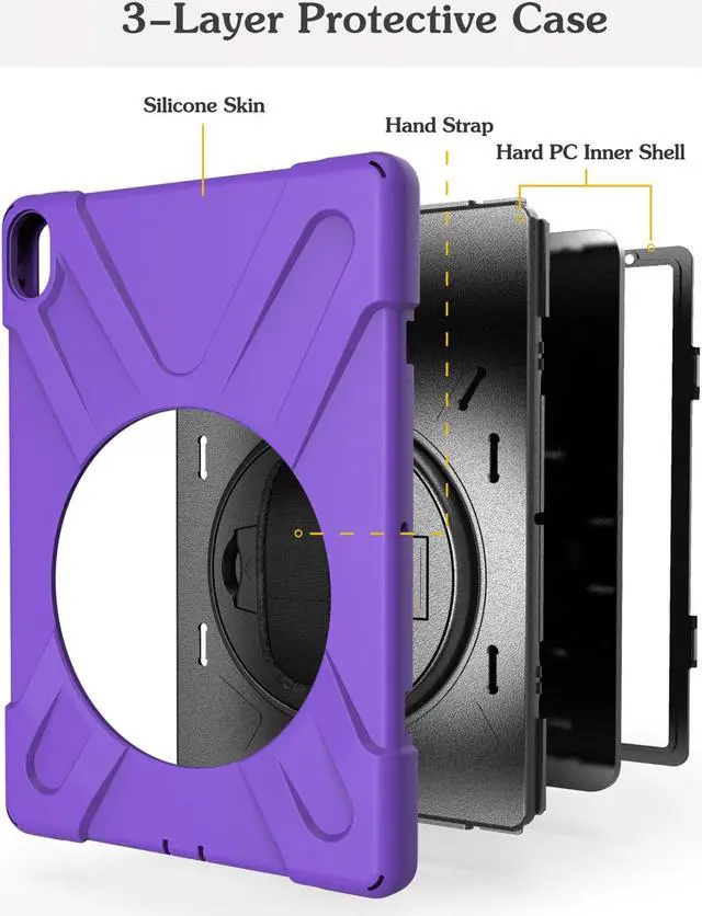 Alt view image 6 of 7 - iPad Pro 11 inch 2018 Case  Werleo  Hybrid Three Layer Heavy Duty Protective Case with Hand Belt Shoulder Belt & 360 Rotating Kickstand for Apple iPad Pro 11 Inch 2018 Release
