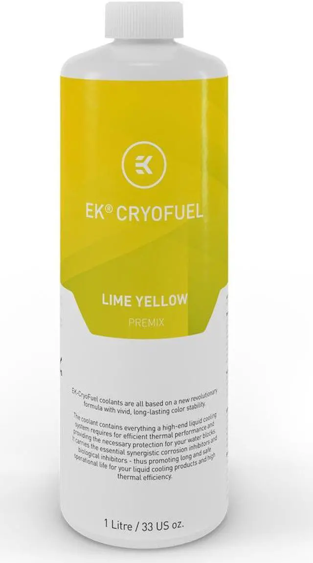 Alt view image 6 of 6 - EKWB EK-CryoFuel Premix PC Coolant, 1000mL, Lime Yellow
