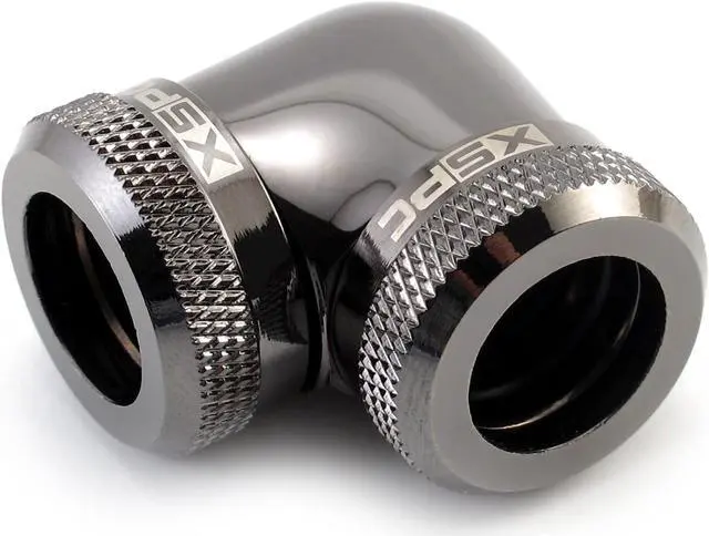 Alt view image 8 of 8 - XSPC 10mm ID, 14mm OD Rigid Tubing 90 Degree Elbow Fitting, Black Chrome