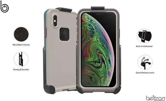 Alt view image 4 of 5 - Belt Clip Holster for The LifeProof FRE iPhone X  /iPhone Xs Case (case not Included) Features: Secure Fit, Quick Release Latch, Durable Rotating Belt Clip & Built-in Kickstand