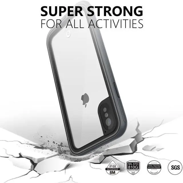 Alt view image 3 of 7 - aquaLife iPhone Xs MAX Waterproof, Shock & Drop Proof, Dirt Proof, Heavy Duty Case (IP68 Rated, MIL-STD-810G Certified) Features: Built-in Screen Protector & 360° Watertight Seal (Grey)