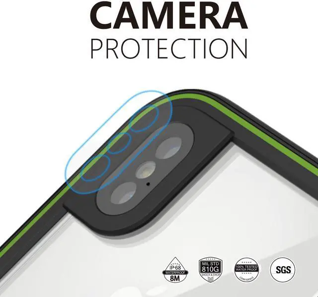 Alt view image 5 of 7 - aquaLife Waterproof, Shock & Drop Proof, Dirt Proof, Heavy Duty Underwater Diving Case for iPhone X iPhone Xs (IP68 Rated, MIL-STD-810G Certified) Fully Sealed w/Built-in Screen Protector (Lime)