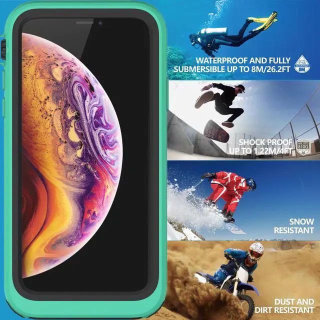 Alt view image 7 of 7 - aquaLife Waterproof, Shock & Drop Proof, Dirt Proof, Heavy Duty Underwater Diving Case for iPhone X iPhone Xs (IP68 Rated, MIL-STD-810G Certified) Fully Sealed w/Built-in Screen Protector (Teal)