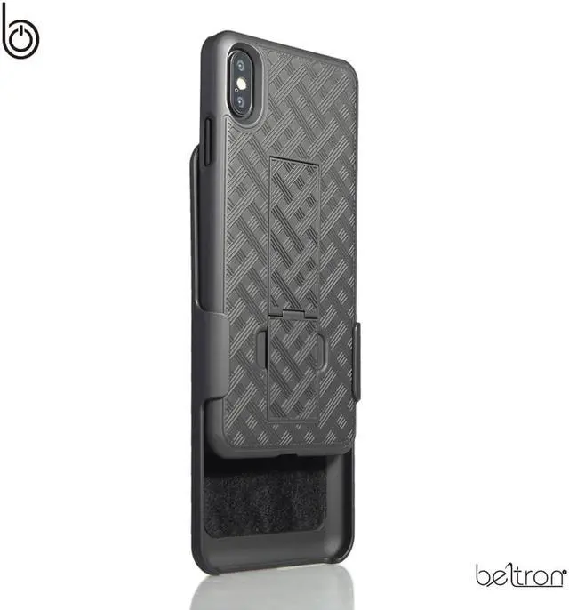 Alt view image 3 of 7 - iPhone XS MAX Case Holster, Slim Protective Belt Clip Slider Case (Shell/Holster Combo) with Built-In Kickstand