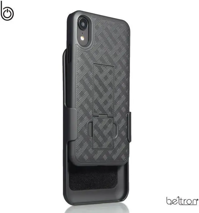 Alt view image 2 of 6 - iPhone XR Holster Case, Slim Protective Belt Clip Slider Case (Shell/Holster Combo) with Built-in Kickstand