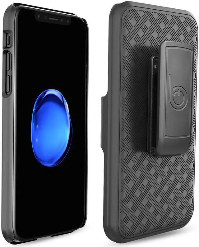 Alt view image 2 of 7 - iPhone X/XS Holster Case, Slim Protective Belt Clip Slider Case (Shell/Holster Combo) with Built-in Kickstand