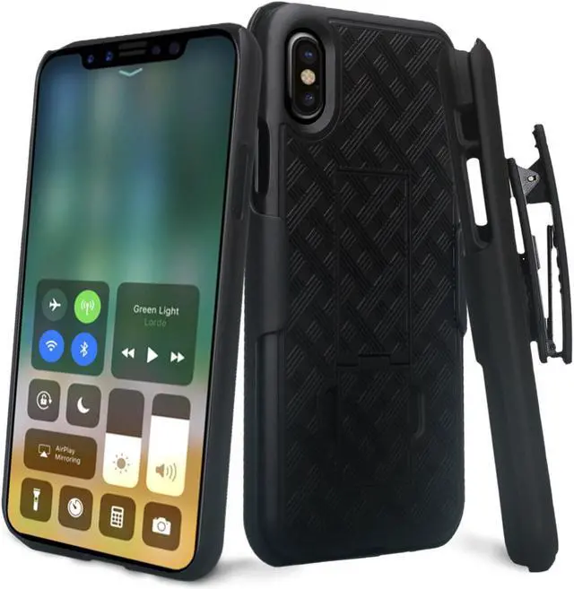 Main image of iPhone X/XS Holster Case, Slim Protective Belt Clip Slider Case (Shell/Holster Combo) with Built-in Kickstand