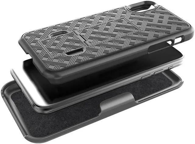Alt view image 4 of 7 - iPhone X/XS Holster Case, Slim Protective Belt Clip Slider Case (Shell/Holster Combo) with Built-in Kickstand