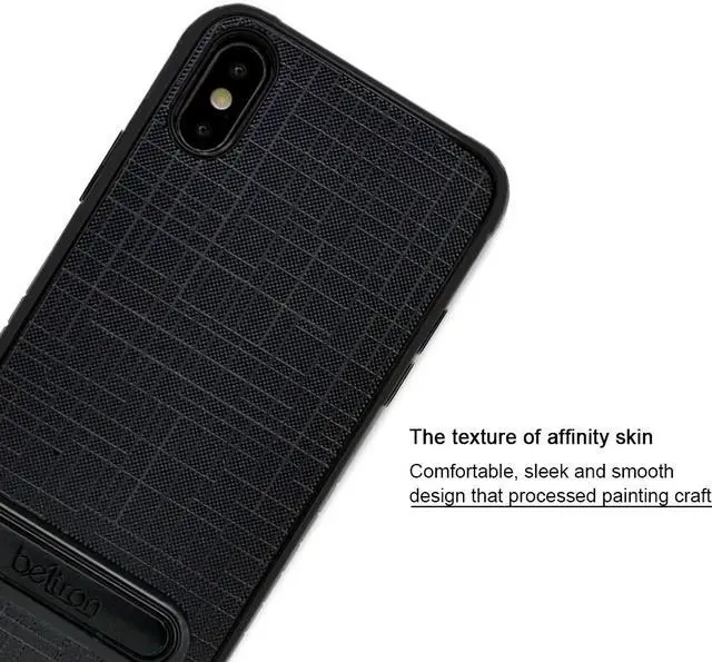 Alt view image 3 of 6 - iPhone X/XS Slim Protective Heavy Duty Dual Layer Grip Case (with Metal Kickstand) & Compatible Belt Clip Holster Combo