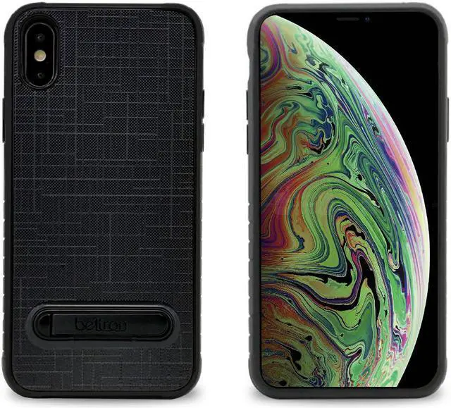 Alt view image 5 of 6 - iPhone X/XS Slim Protective Heavy Duty Dual Layer Grip Case (with Metal Kickstand) & Compatible Belt Clip Holster Combo