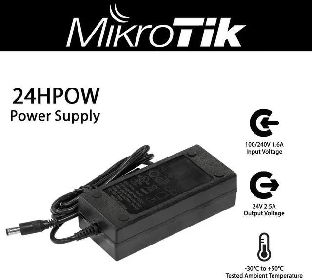 Alt view image 2 of 5 - Mikrotik 24HPOW High Power 24V 2.5A Power Supply with Power Plug Included