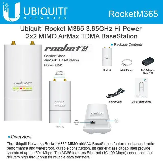 Alt view image 4 of 7 - Ubiquiti Rocket M365-US Outdoor 3.65GHz, RocketM365.