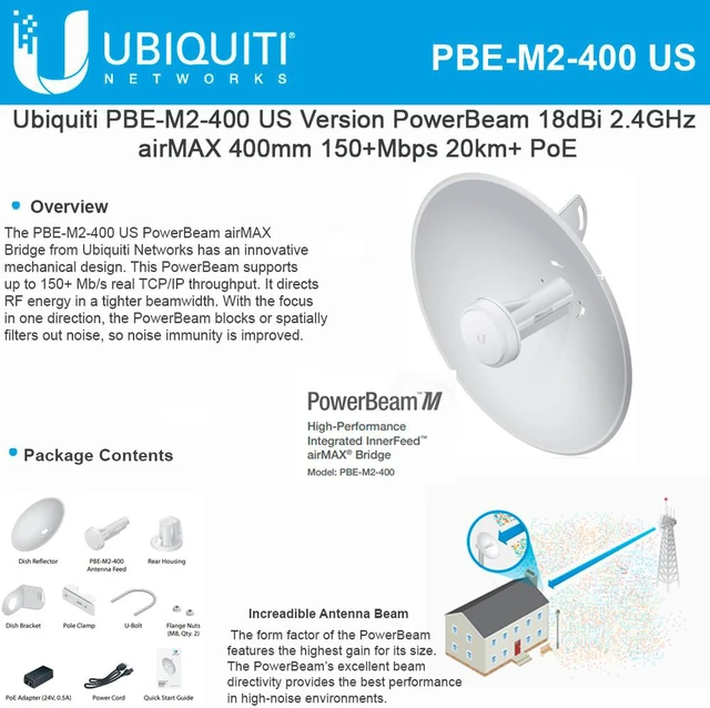 Alt view image 2 of 2 - Ubiquiti Networks PBE-M2-400 Sector antenna 18dBi network antenna