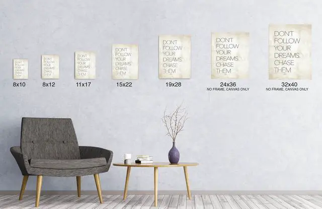 Alt view image 4 of 7 - Awkward Styles Don't Follow Your Dreams Chase Them Canvas Art Inspirational Quotes Wall Decor Motivational Gifts Wall Art For Office Home Decor Gifts Dream Quotes Canvas Wall Art Decorative Modern Art