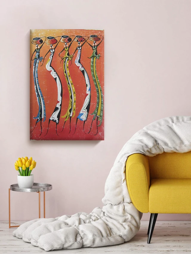 Alt view image 2 of 6 - African Woman Canvas African Painting Bathroom Decor African Wall Art Ready to Hang Picture African Colorful Art Decals Folk Canvas Decor Beautiful Africans African Woman Canvas Printed Portrait