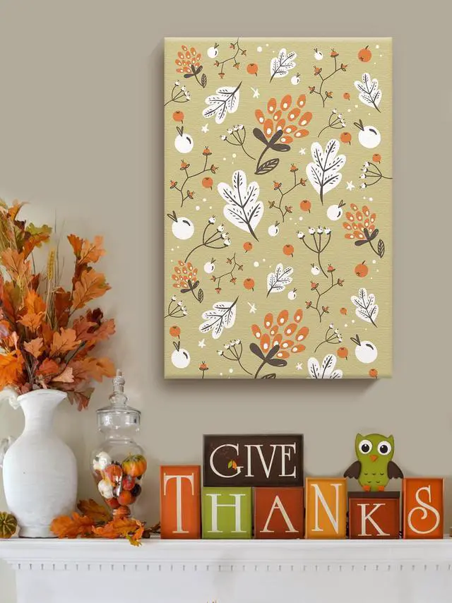 Alt view image 2 of 6 - Awkward Styles Thanksgiving Canvas Wall Art Rowan Leaves Home Decor Prints