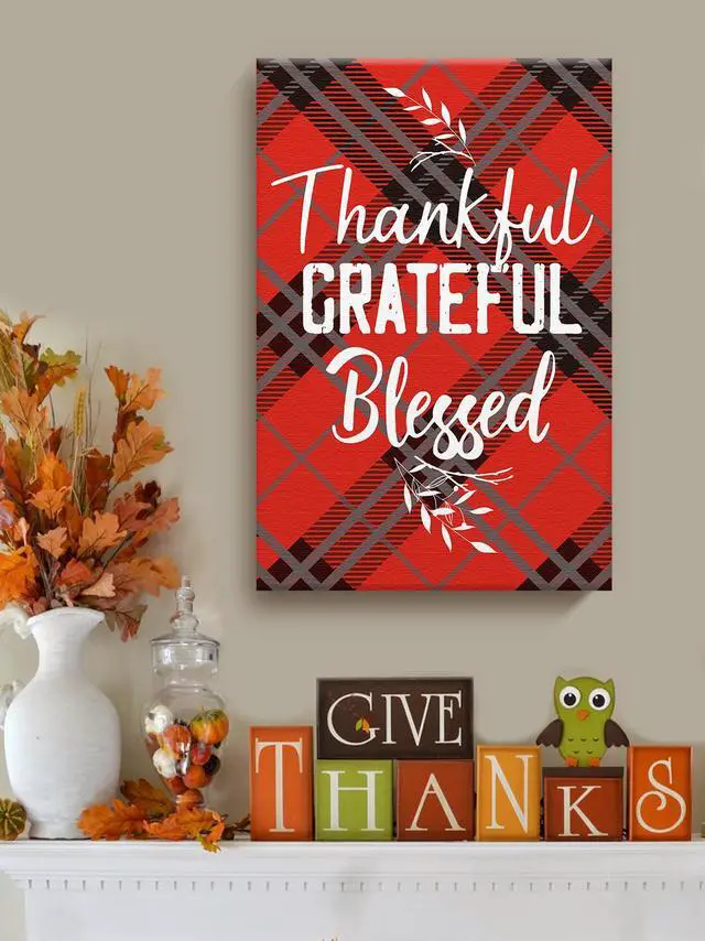 Alt view image 2 of 6 - Awkward Styles Thanksgiving Canvas Wall Art Thankful Grateful Blessed Home Decor Prints