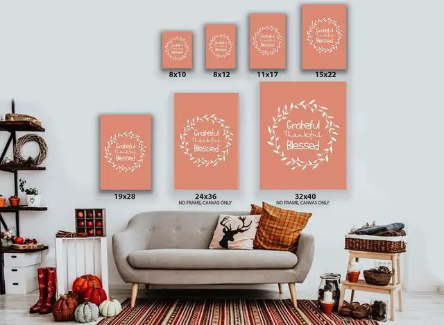 Alt view image 3 of 6 - Awkward Styles Thanksgiving Canvas Wall Art Grateful Thankful Blessed Home Decor Prints
