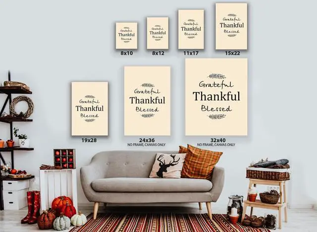 Alt view image 3 of 6 - Awkward Styles Thanksgiving Canvas Wall Art Grateful Thankful Blessed Quote Home Decor Prints