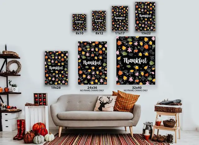 Alt view image 3 of 6 - Awkward Styles Thanksgiving Canvas Wall Art Thankful Colorful Home Decor Prints