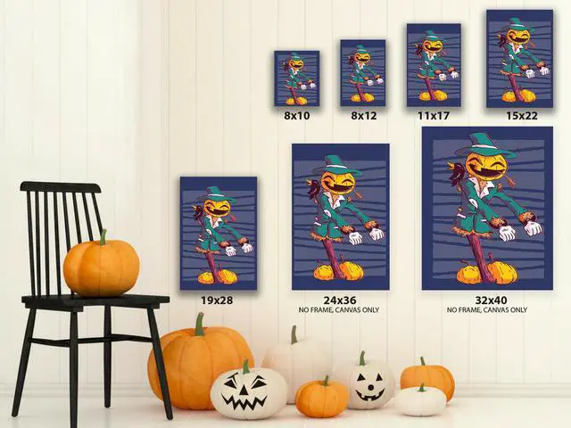 Alt view image 3 of 6 - Awkward Styles Halloween Canvas Wall Art Pumpkin Scarecrow Home Decor Prints