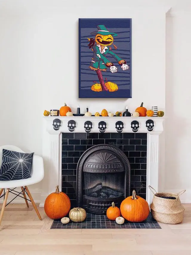 Alt view image 2 of 6 - Awkward Styles Halloween Canvas Wall Art Pumpkin Scarecrow Home Decor Prints