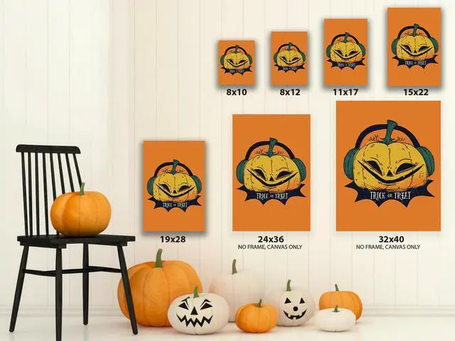 Alt view image 3 of 6 - Awkward Styles Halloween Canvas Wall Art Pumpkin Music Home Decor Prints