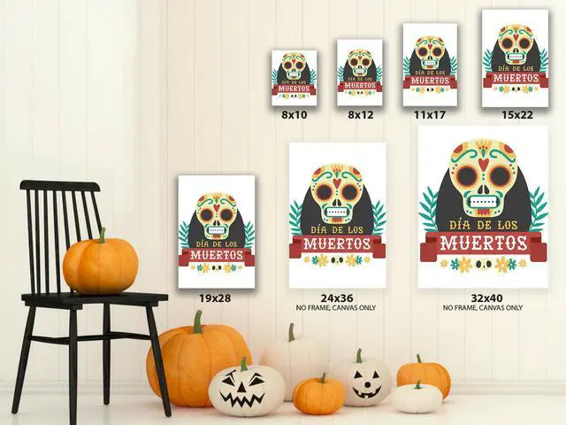 Alt view image 3 of 6 - Awkward Styles Skull Canvas Wall Art Día de Los Muertos Home Decor Prints