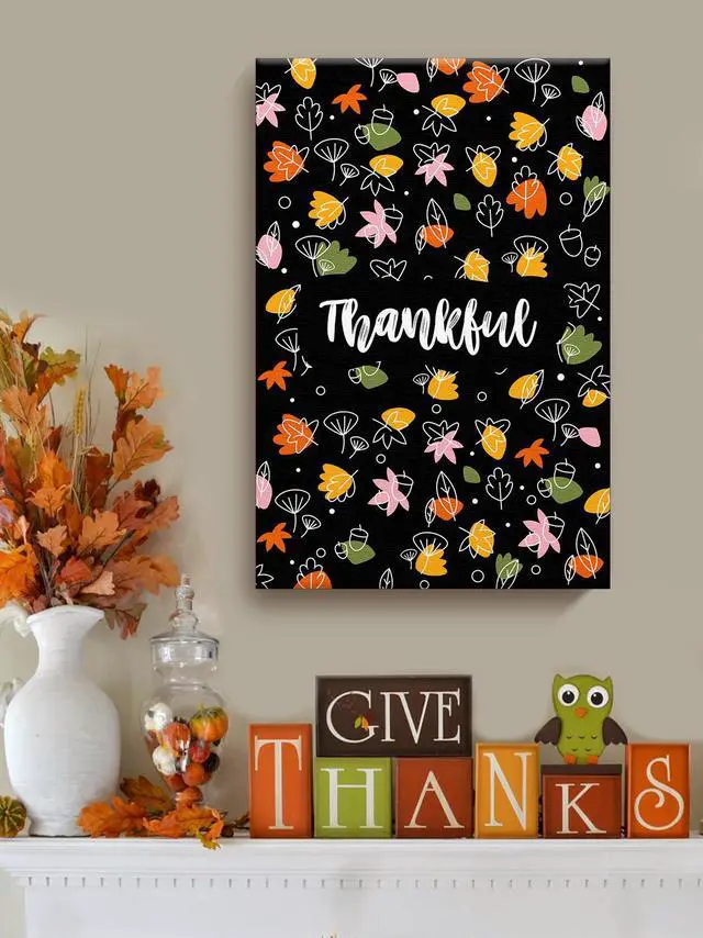 Alt view image 2 of 6 - Awkward Styles Thanksgiving Canvas Wall Art Thankful Colorful Home Decor Prints