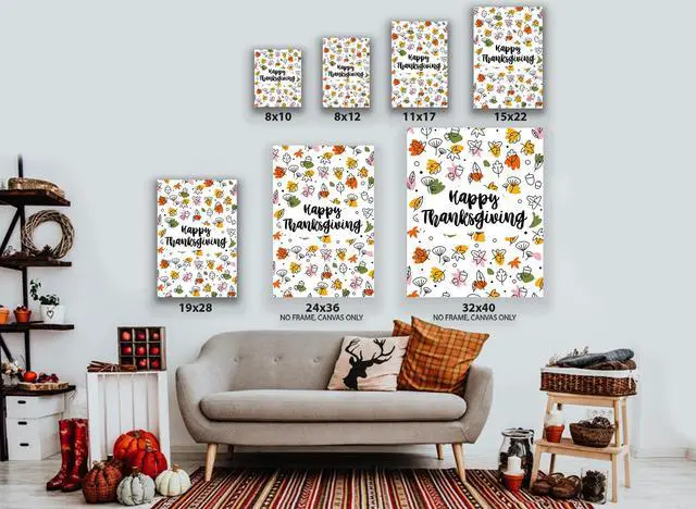Alt view image 3 of 6 - Awkward Styles Thanksgiving Canvas Wall Art Happy Holidays Foliage Home Decor Prints