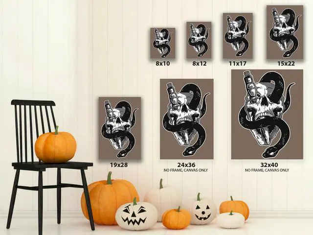 Alt view image 3 of 6 - Awkward Styles Skull Canvas Wall Art Snake and Knife Home Decor Prints