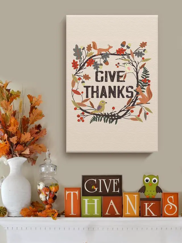 Alt view image 2 of 6 - Awkward Styles Thanksgiving Canvas Wall Art Give Thanks Animals Home Decor Prints