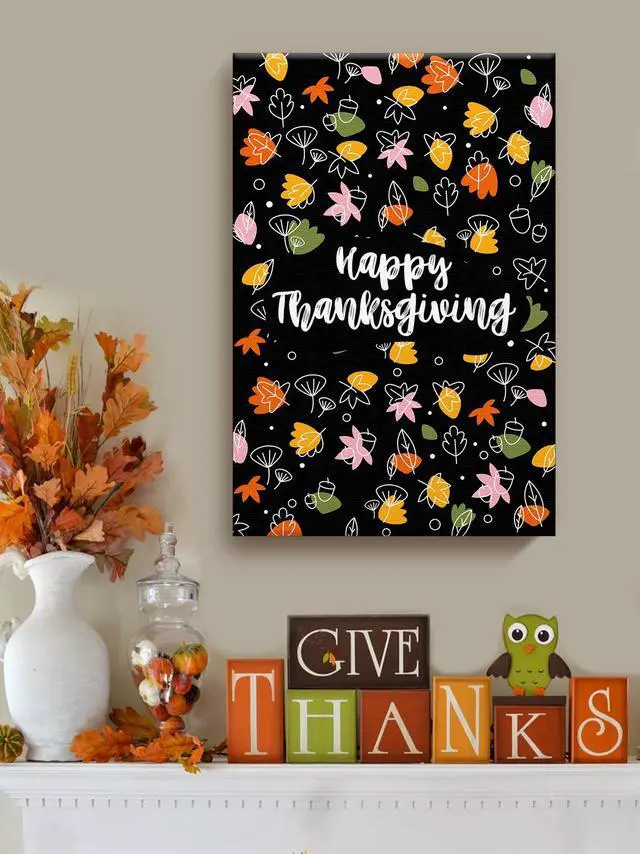 Alt view image 2 of 6 - Awkward Styles Thanksgiving Canvas Wall Art Colorful Foliage Home Decor Prints
