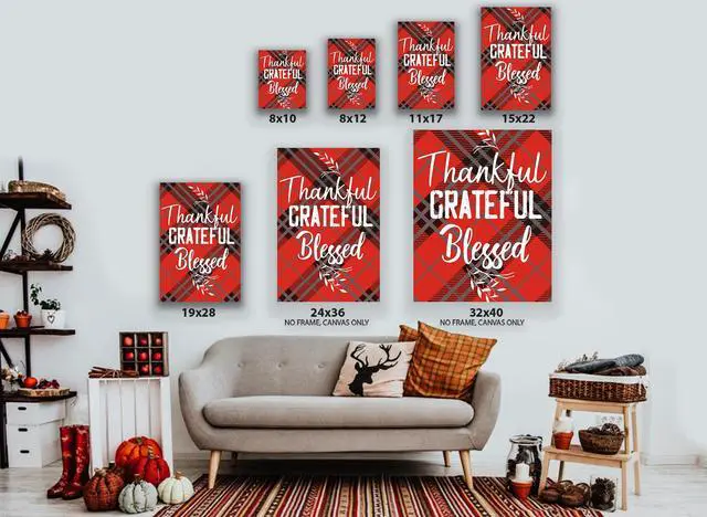 Alt view image 3 of 6 - Awkward Styles Thanksgiving Canvas Wall Art Thankful Grateful Blessed Home Decor Prints