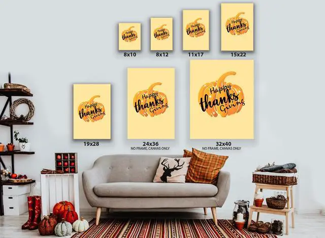 Alt view image 3 of 6 - Awkward Styles Thanksgiving Canvas Wall Art Pumpkin Home Decor Prints