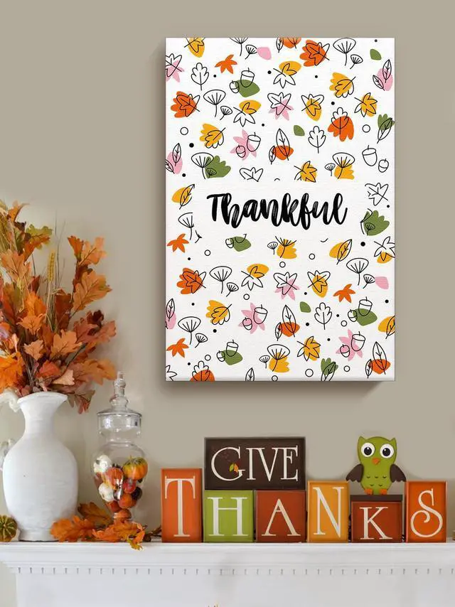Alt view image 2 of 6 - Awkward Styles Thanksgiving Canvas Wall Art Thankful Quote Home Decor Prints