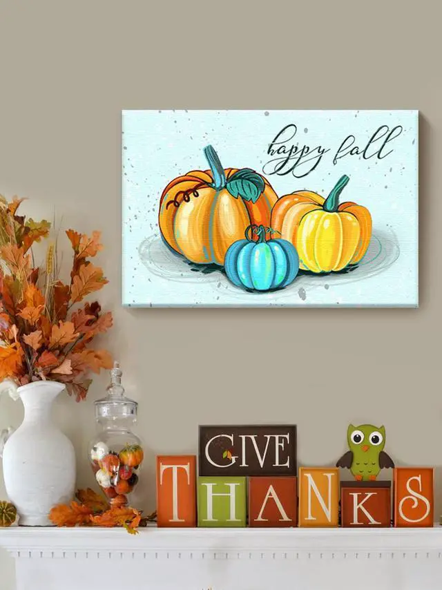Alt view image 2 of 6 - Awkward Styles Thanksgiving Canvas Wall Art Happy Fall Pumpkins Home Decor Prints