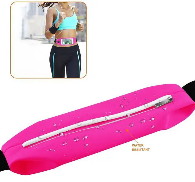 Alt view image 3 of 8 - REIKO RUNNING SPORT BELT FOR IPHONE 7/ 6/ 6S OR 5 INCHES DEVICE WITH TWO POCKETS AND LED IN PINK (5x5 INCHES)