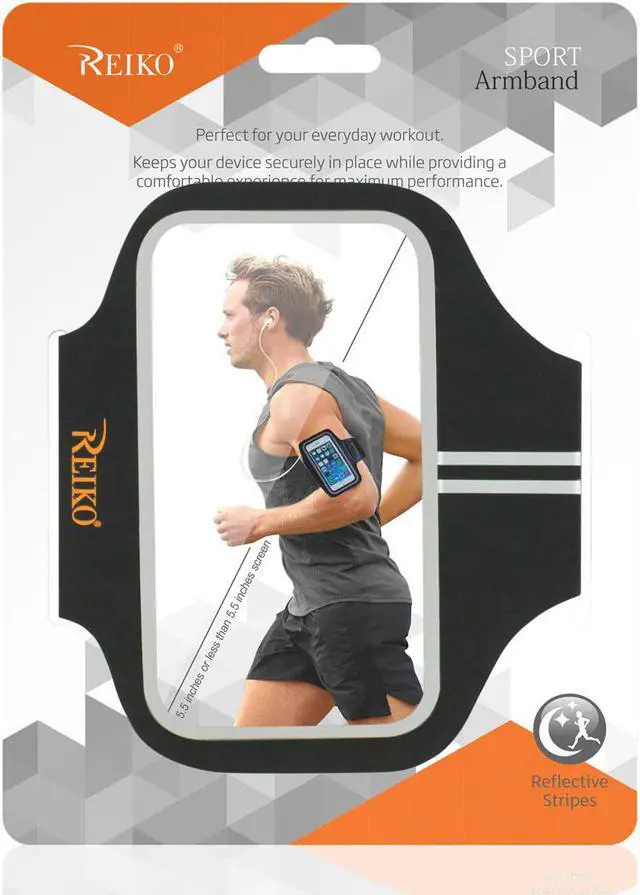 Alt view image 2 of 5 - REIKO RUNNING SPORTS ARMBAND FOR IPHONE 7 PLUS/ 6S PLUS OR 5.5 INCHES DEVICE IN BLACK (5.5x5.5 INCHES)