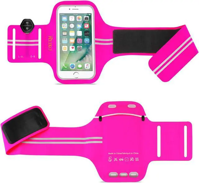 Alt view image 2 of 5 - REIKO RUNNING SPORTS ARMBAND FOR IPHONE 7 PLUS/ 6S PLUS OR 5.5 INCHES DEVICE IN PINK (5.5x5.5 INCHES)