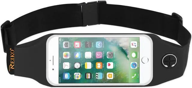 Alt view image 6 of 7 - REIKO RUNNING SPORT BELT FOR IPHONE 7 PLUS/ 6S PLUS OR 5.5 INCHES DEVICE WITH TWO POCKETS AND LED IN BLACK (5.5x5.5 INCHES)