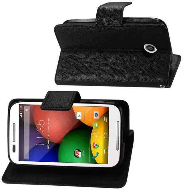 Main image of Reiko Motorola Moto E 3-In-1 Wallet Case In Black