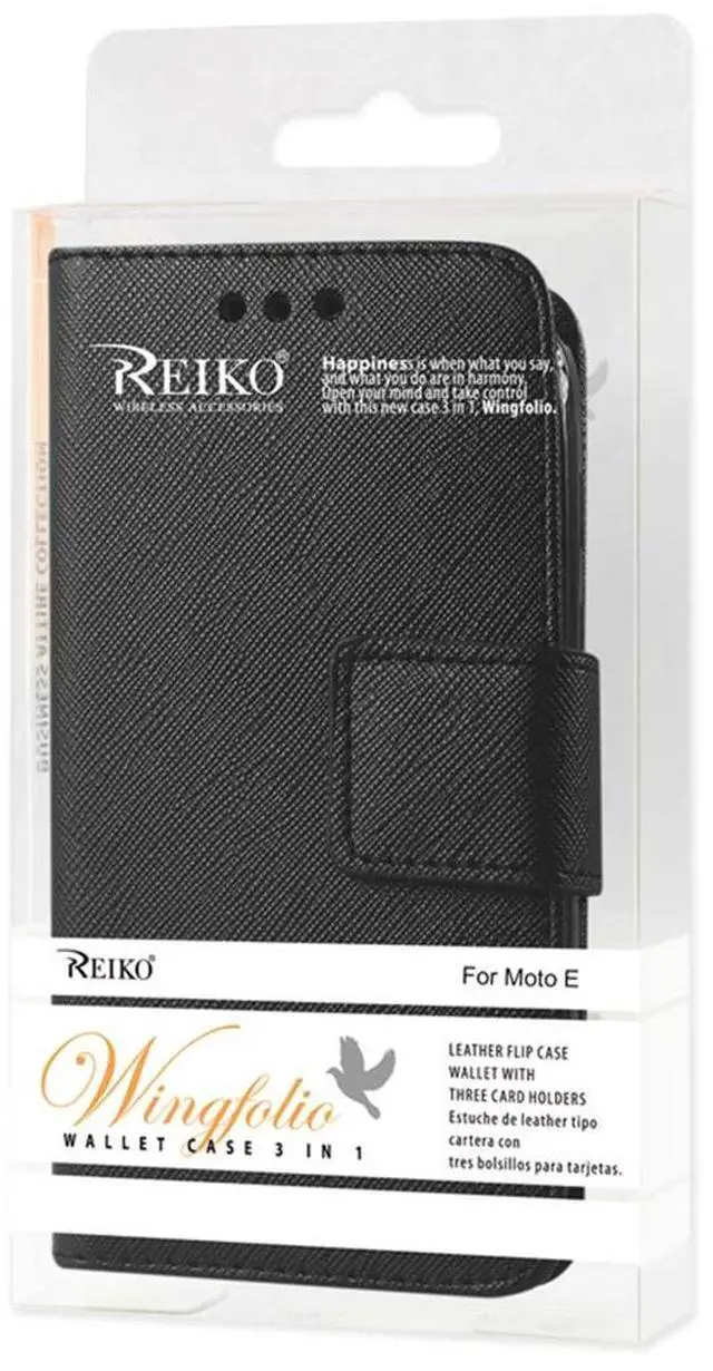 Alt view image 3 of 5 - Reiko Motorola Moto E 3-In-1 Wallet Case In Black