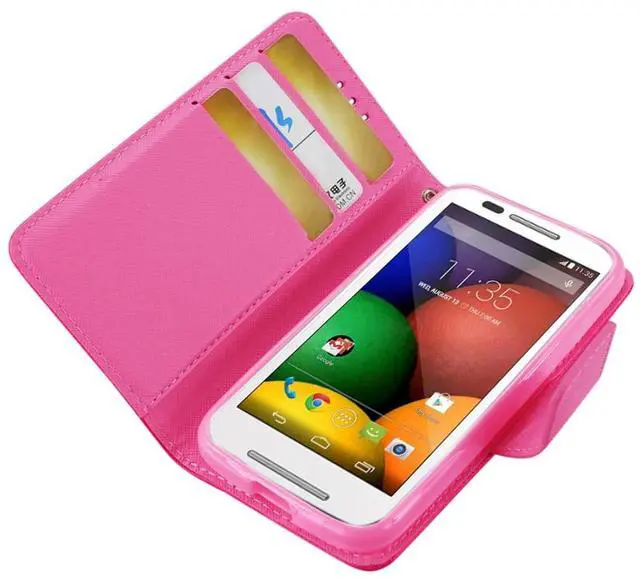 Alt view image 3 of 5 - Reiko Motorola Moto E 3-In-1 Wallet Case In Hot Pink