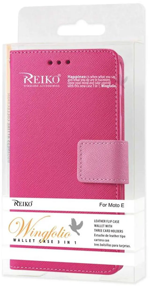 Alt view image 4 of 5 - Reiko Motorola Moto E 3-In-1 Wallet Case In Hot Pink