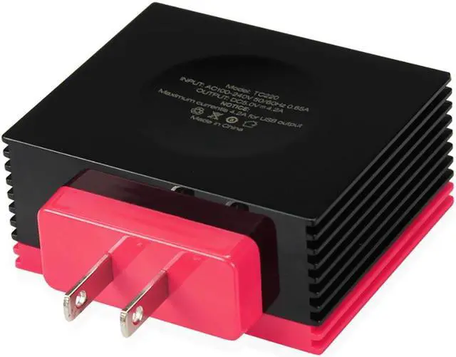Alt view image 2 of 5 - REIKO 4 AMP FOUR PORTS PORTABLE TRAVEL STATION CHARGER IN HOT PINK
